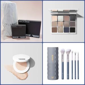 Makeup By Mario Vegan Eyeshadow Palette & Highlighter with LaRuce Brush Set